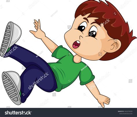 Vektor Stok Boy Fell Down Cartoon Vector Illustration Tanpa Royalti