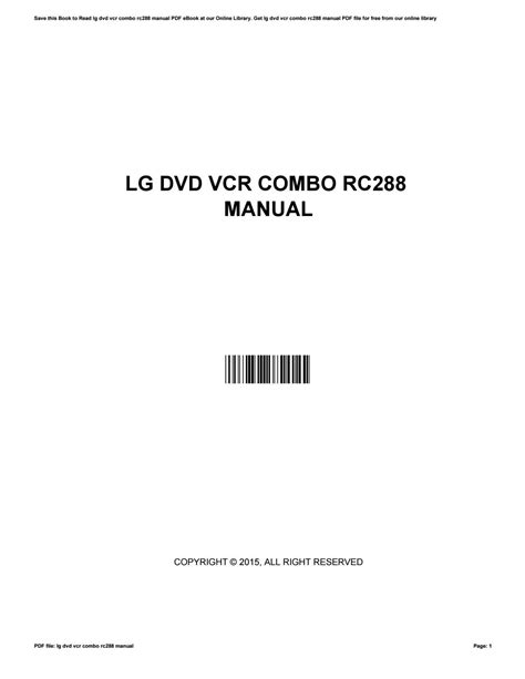 Lg dvd vcr combo rc288 manual by EugeneRidenour2913 - Issuu