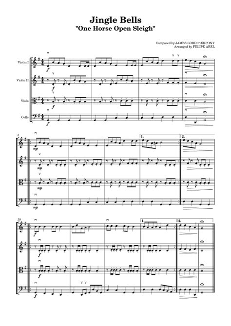 Jingle Bells For String Quartet Easy Version Arr Felipe Abel