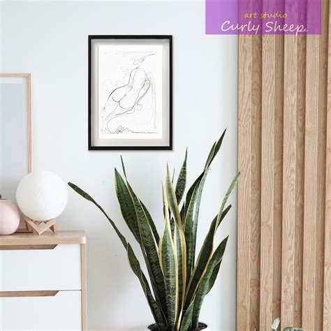 Female Naked Figure Original Pen Drawing A Naked Body Drawing Nude Pen Sketch Erotic