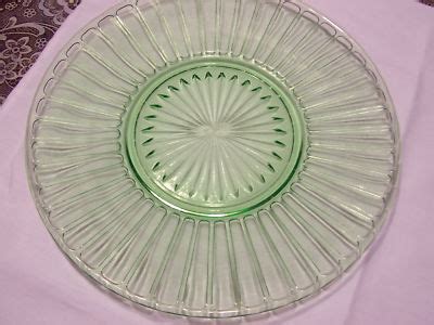 3 GREEN DEPRESSION GLASS PLATES -- Antique Price Guide Details Page