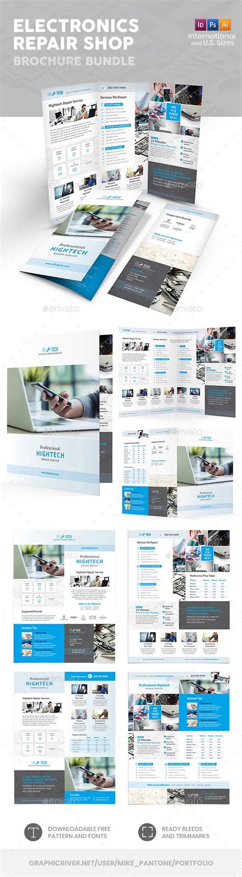 #Electronics #Repair Shop #Print Bundle - Informational Brochures | Brochure design template ...