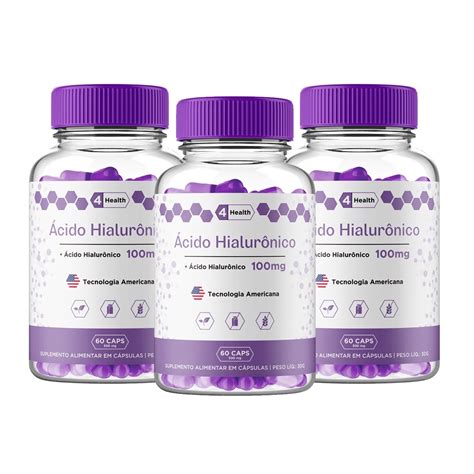 Acido Hialuronico 100mg 60 Capsulas 4 Health 3 POTES Tecnolgia