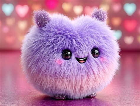 Purple Furry Emoticon With Eyes And Mouth Stock Illustration