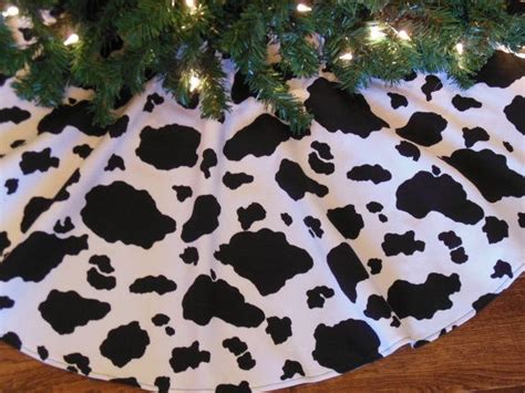 Cow Print Tree Skirt Cow Christmas Decoration Black And Etsy