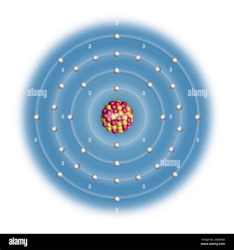 Krypton (Kr). Diagram of the nuclear composition and electron ...