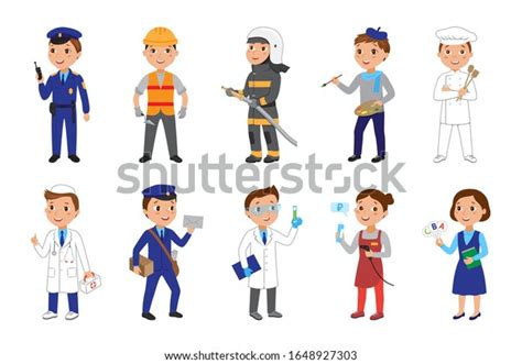 Vector Set Various Professions Kids Policeman Stock Vector Royalty