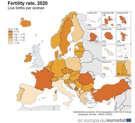 2020年のヨーロッパ諸国全体の出生率。フランスがチャートのトップであり、ルーマニアがそれに続きます。 News Wacoca