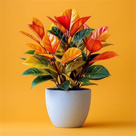 Premium Photo Photo Of Indoor Plants Croton Codiaeum Variegatum In A