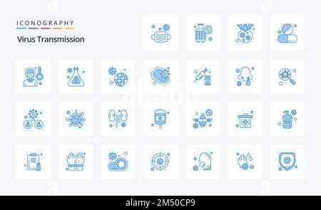 Virus Transmission Blue 5 Icon Pack Including Eye No Anatomy