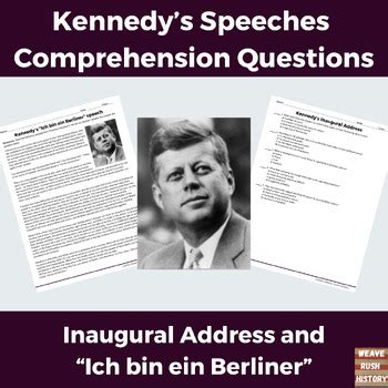 President Kennedy speeches readings & comprehension questions | TPT