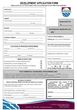 Fillable Online Development Application Form Fees Fax Email Print