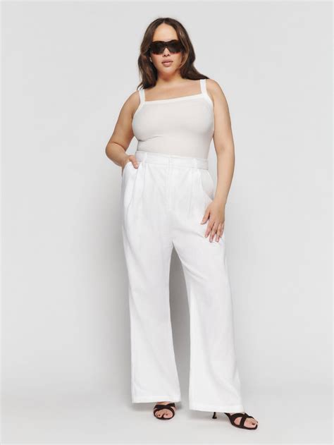 Reformation Mason Linen Pant Es White Editorialist