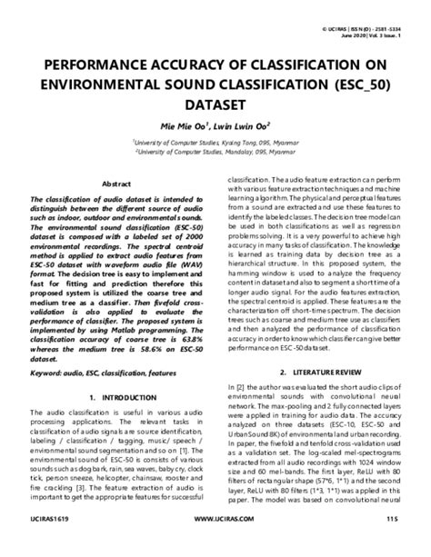 Pdf Performance Accuracy Of Classification On Environmental Sound