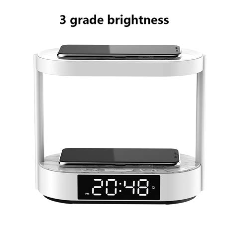 10w Wireless Charger Bedside Table Lamp Night Light With Digital Alarm