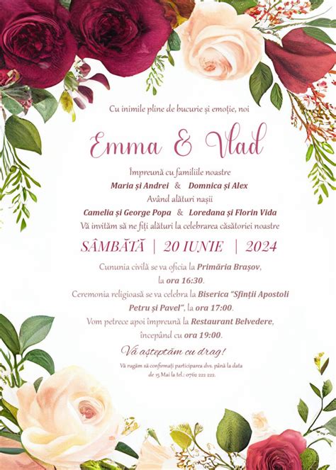 Creeaza invitatie Nunta Digitala Rose Love Te Invită