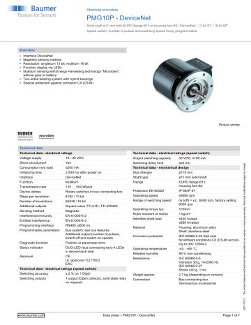 Baumer Pmg P Devicenet Absolute Encoder Data Sheet Manualzz