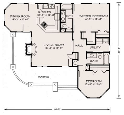 Farmhouse Style House Plan - 2 Beds 2 Baths 1270 Sq/Ft Plan #140-133 ...