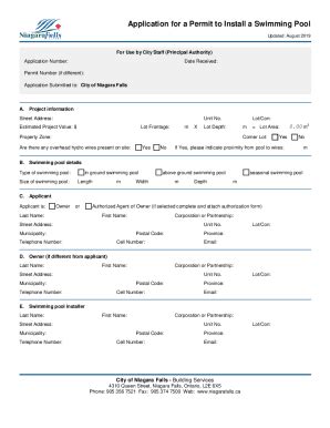 Fillable Online Form Application To Install A Swimming Pool Primary