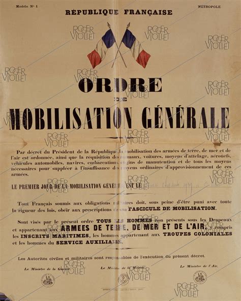 Guerre 1939 1945 Ordre de mobilisation générale France 2