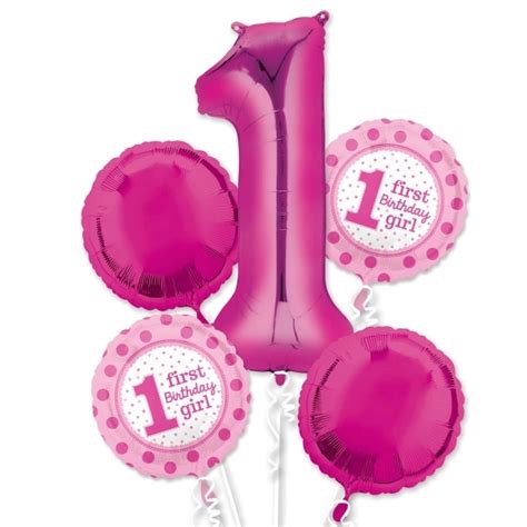 helium filled 1st birthday girl bouquet Foil Balloons – London Helium ...