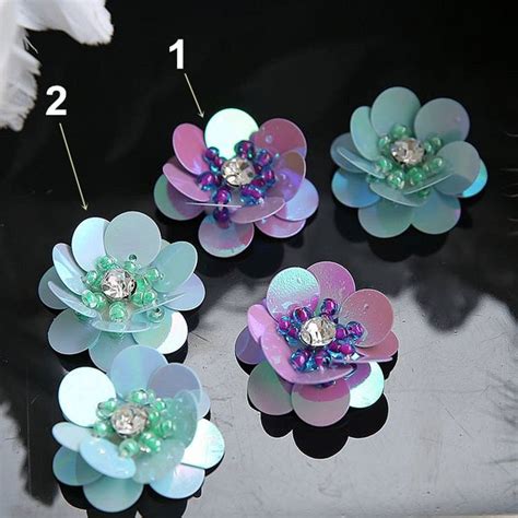 2 9 Cm Cristal Lentejuelas Flor De Abalorios Apliques Tela DIY Broche