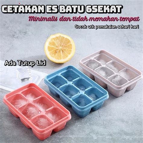 Jual Tempat Cetakan Es Batu Silikon Kotak Dengan Tutup Plastik Food