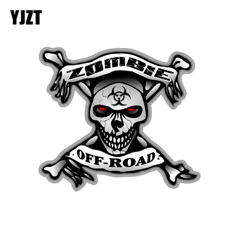 YJZT 15.5x13.7cm ZOMBIE Off Road Skull Bone Decals Car Stickers Bio ...