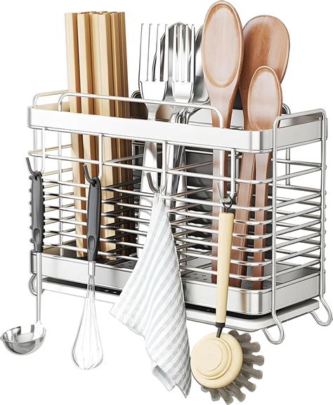 Amazon IWNTWY Utensil Holder 3 Compartments Stainless Steel