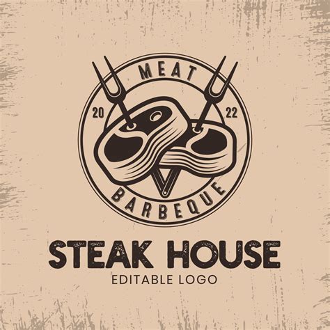 Meat Steak House Vintage Logo Template Meat Fork Logo Retro Concept