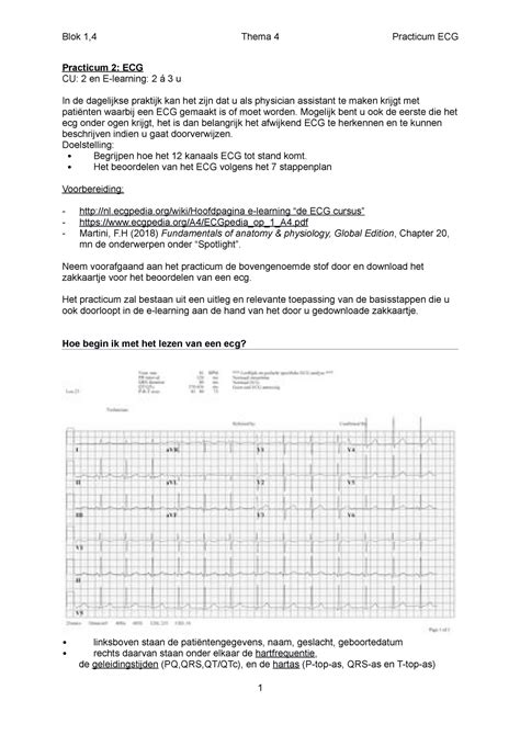 Practicum Ecg Practicum Ecg Cu En E Learning U In De