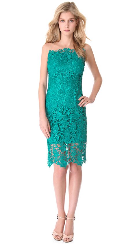 Lyst Notte By Marchesa Lace Sheath Cocktail Dress In Green