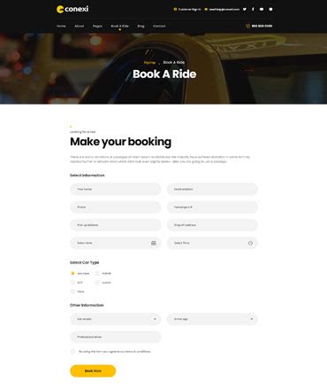 Conexi Online Taxi Booking WordPress Theme Preview