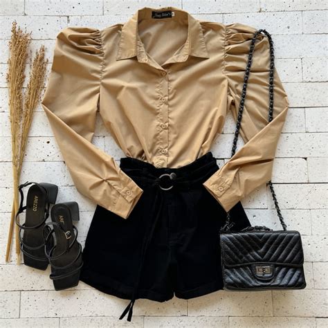 CAMISA PRINCESA TRICOLINE BÁSIC NUDE Dondoca Moda Feminina