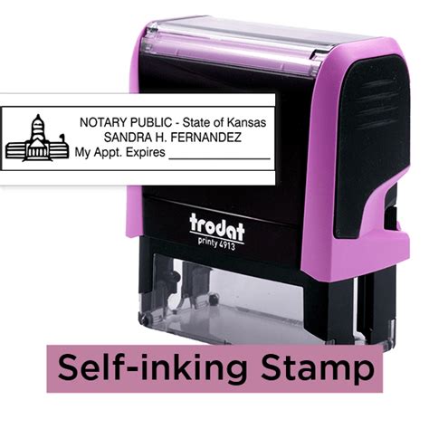 Kansas Notary Pink Stamp Rectangle Simply Stamps