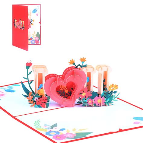 Hotya Heart Flower Pop Up Valentines Day Card 3d Popup Greeting Cards