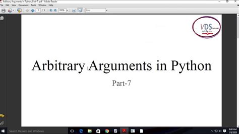 Arbitrary Arguments In Python Part 7 Youtube