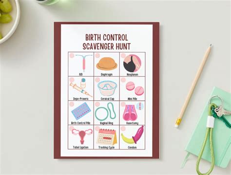 Birth Control Scavenger Hunt Sex Education Activity Birth Control Visuals Digital Download Etsy