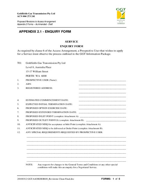 Fillable Online Appendix 21 Enquiry Form Fax Email Print Pdffiller