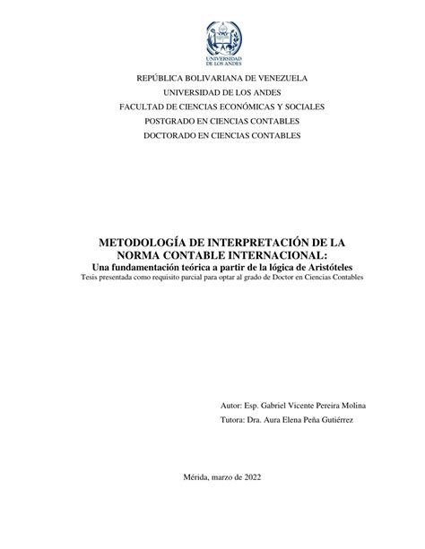 Pdf MetodologÍa De InterpretaciÓn De La Norma Contable Internacional