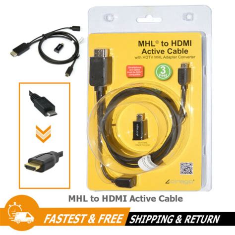 Mhl Micro Usb To Hdmi 1080p Hd Tv 3ft Cable Adapter Converter Android