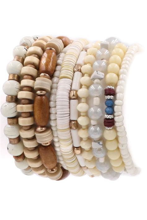 Ivory Assorted Bead Bracelet Set Bracelets