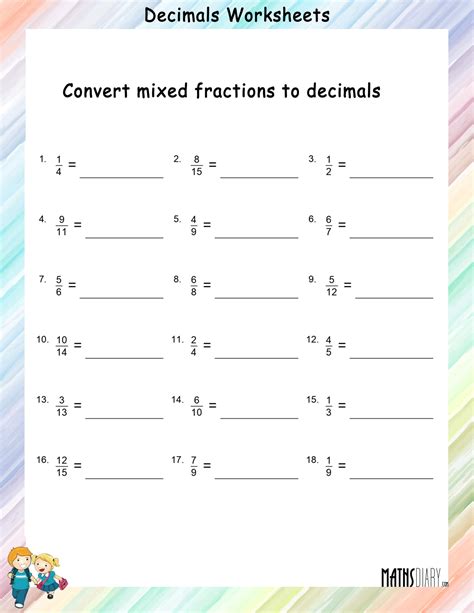 Free Mixed Number To Decimal Worksheet Download Free Mixed Number To Decimal Worksheet Png