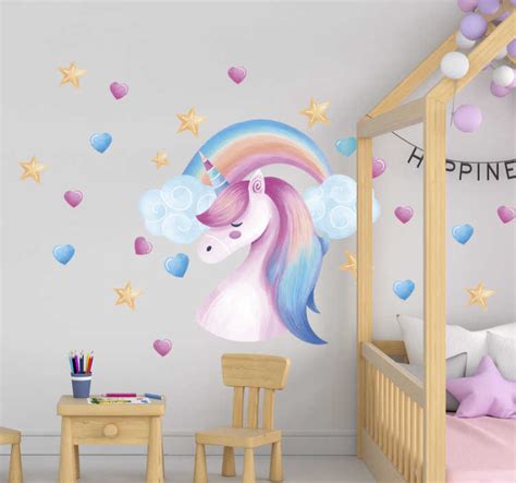 Vinilo Infantil Pared De Unicornio De Estilo N Rdico Tenvinilo