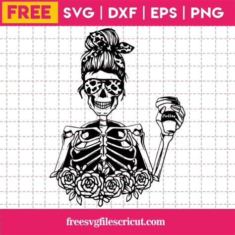 Messy Bun Skull Svg Free Skeleton Svg Free Svg Files For Cricut