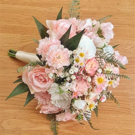 Light Pink & Ivory Wildflower Bouquet - Posie Artificial Wedding Flowers