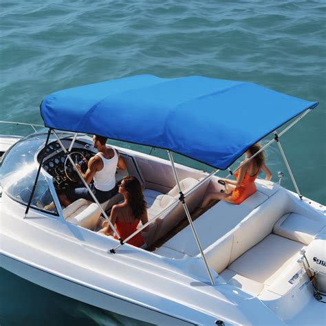 SKYSHALO 4 Bow Bimini Top Boat Cover, 900D UV50+ Waterproof Polyester ...