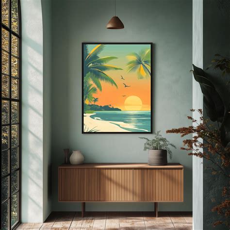 sunset paradise poster etsy