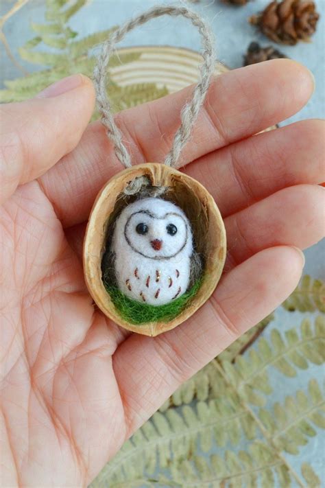 Needle Felted Owl Ornament Miniature Owl Owl Figurine Owl T