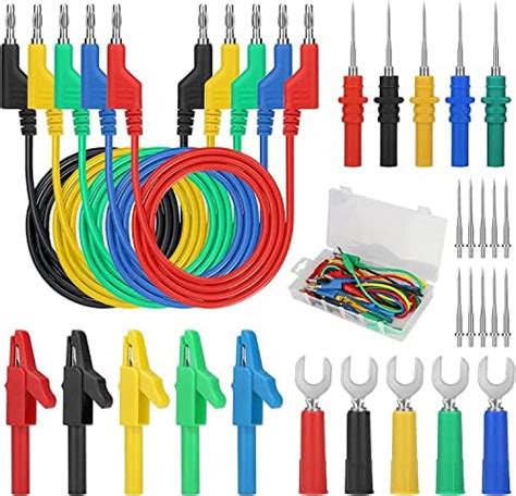 Sumnacon 5pcs Banana To Banana Plug Test Lead Set 4mm Stackable Banana Plug Wire Test Cable